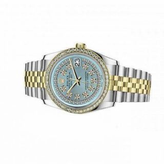 Rolex Datejust 36mm Gold & Stainless Steel Ice Blue String Diamond Dial Automati 3
