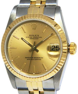 Rolex Datejust 18k Yellow Gold/steel Champagne Dial Ladies 31mm Watch R 68273