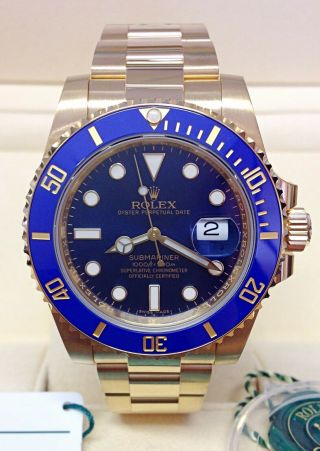 Rolex Submariner Date 116618lb Yellow Gold Blue Dial 40mm 2018 With Papers