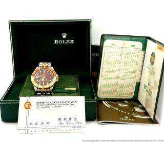 Rolex Gilt Dial Gmt Master Root Beer 16753 Watch Box Papers Tags Sticker