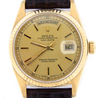 Men Rolex Day - Date President 18k Yellow Gold Watch Quickset Champagne Dial 18038