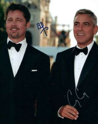 Brad Pitt George Clooney Signed 8x10 Photo Picture Autographed With