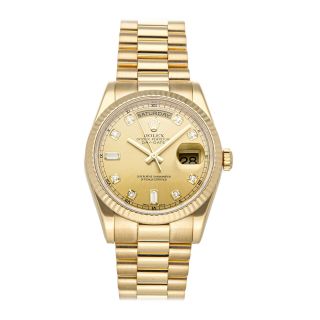 Rolex Day - Date Auto 36mm Yellow Gold Diamonds Mens Bracelet Watch 118238