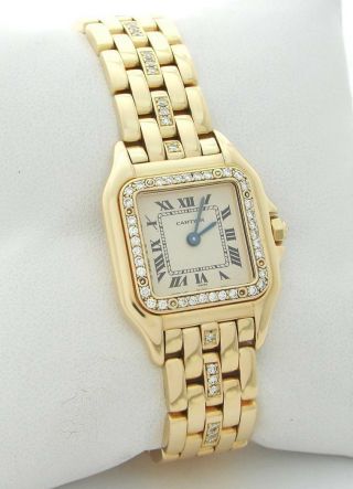 Cartier Panthere Ladies 18k Yellow Gold Diamond Wristwatch