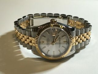 Rolex Datejust 18k Yellow Gold/steel Silver Index 31mm Watch 178273