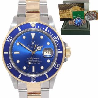 Rolex Submariner 16803 Blue 18k Yellow Gold Two - Tone 16613 40mm Watch Box 16613