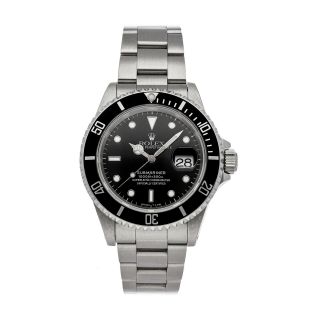 Rolex Submariner Date Auto 40mm Steel Mens Oyster Bracelet Watch 16610
