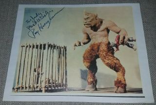 Signed Golden Voyage Of Sinbad Poster Ray Harryhausen Autograph Cyclops Monster