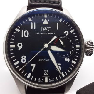 Iwc Big Pilot Steel Automatic 46 Mm Black Automatic Leather Watch Iw501001