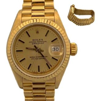 Rolex Datejust President 18k Yellow Gold Champagne Dial 26mm 69178 Watch