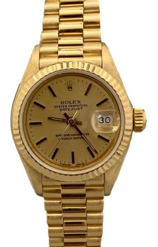 Rolex Datejust President 18K Yellow Gold Champagne Dial 26mm 69178 Watch 2