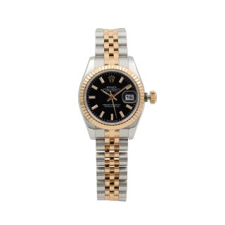 Rolex Datejust 26 Steel 18k Rose Gold Black Dial Automatic Ladies Watch 179171