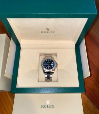 Rolex 116622 Yachtmaster Blue Dial Platinum Bezel.  Steel Swiss Automatic Watch.