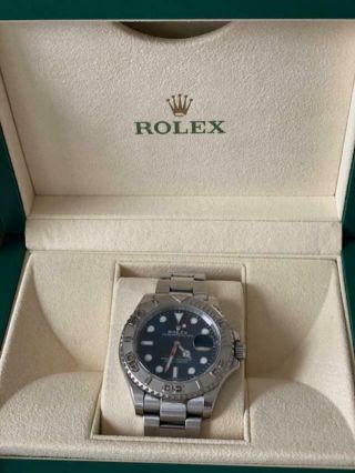 ROLEX YACHTMASTER 40MM BLUE DIAL STEEL & PLATINUM WATCH BOX/ PAPERS - 116622 2