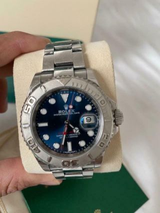 ROLEX YACHTMASTER 40MM BLUE DIAL STEEL & PLATINUM WATCH BOX/ PAPERS - 116622 5