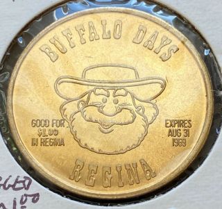 1969 Regina Saskatchewan $1 Trade Dollar - Buffalo Days Centennial