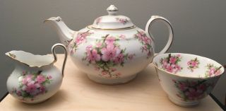 Royal Chelsea English Bone China Open Sugar Bowl,  Creamer And Teapot