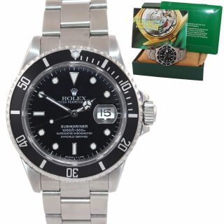 Rolex Submariner Date 16610 Tritium Dial Steel Black 40mm Dive Watch Box