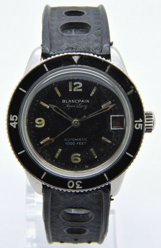 60s Vintage Watch Blancpain Aqualung 1000 Feet Pre - Radiation Wristwatch
