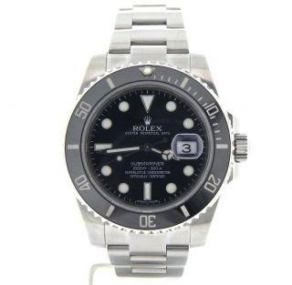 Rolex Submariner Mens Stainless Steel Watch Black Ceramic Bezel Style 116610