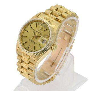 Authentic Rolex Men ' s Day - Date 18078 18k Yellow Gold Champagne Dial Bark Finish 2