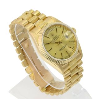 Authentic Rolex Men ' s Day - Date 18078 18k Yellow Gold Champagne Dial Bark Finish 3