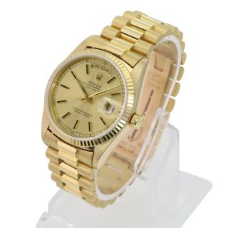 Authentic Rolex Men ' s Day - Date 18078 18k Yellow Gold Champagne Dial Bark Finish 4