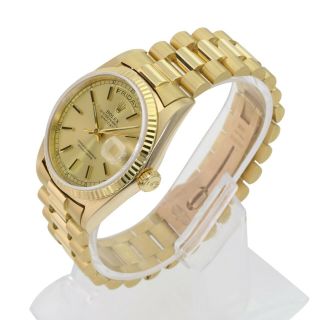 Authentic Rolex Men ' s Day - Date 18078 18k Yellow Gold Champagne Dial Bark Finish 5