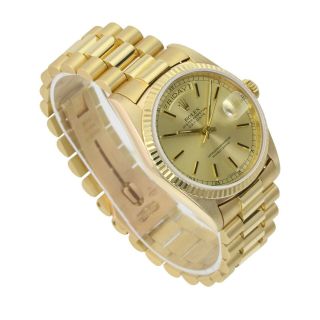 Authentic Rolex Men ' s Day - Date 18078 18k Yellow Gold Champagne Dial Bark Finish 6