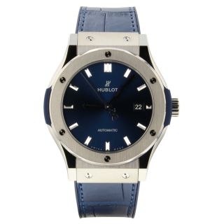 Hublot Classic Fusion Titanium Automatic 42mm Blue Leather Watch 542.  Nx.  7170.  Lr