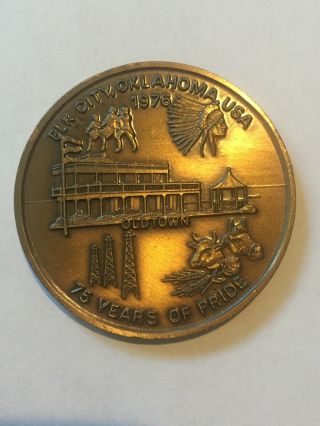 Vintage Bronze 1976 Elk City Oklahoma Medal Token Bicentennial 75 Years Jubilee