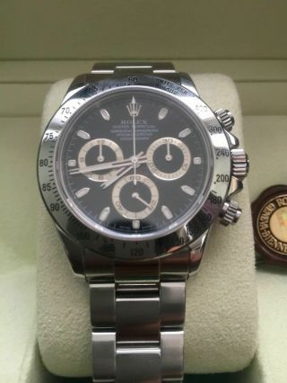 Rolex Daytona Chronograph Stainless Steel 116520 D Serial Serviced Black Papers