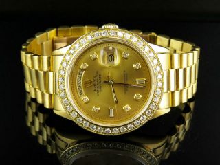 18K Mens Yellow Gold Rolex Presidential Day - Date 36MM Diamond Watch 3.  5 CT 2