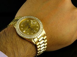 18K Mens Yellow Gold Rolex Presidential Day - Date 36MM Diamond Watch 3.  5 CT 4