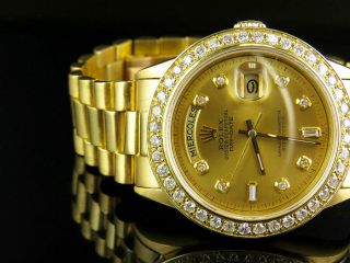 18K Mens Yellow Gold Rolex Presidential Day - Date 36MM Diamond Watch 3.  5 CT 5