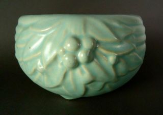 1926 Antique Unsigned Footed Low Planter Bowl,  Aqua Or Turquoise Color
