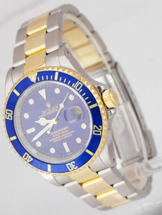1999 Rolex Submariner Date 16613 Two - Tone Gold Blue SWISS ONLY DIAL 40mm Watch 2