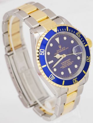 1999 Rolex Submariner Date 16613 Two - Tone Gold Blue SWISS ONLY DIAL 40mm Watch 3