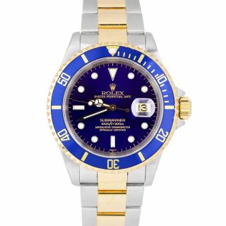 1999 Rolex Submariner Date 16613 Two - Tone Gold Blue SWISS ONLY DIAL 40mm Watch 5
