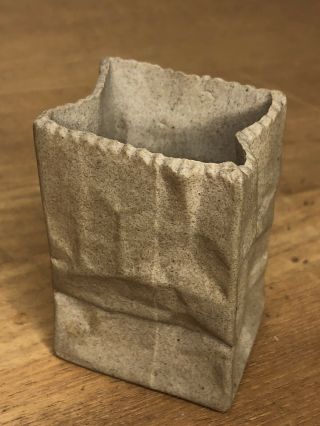 Harvey Craft Style Pop Art Ceramic Brown Paper Bag Miniature