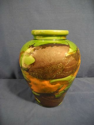 Vtg Mid Century Modern Royal Haeger Pottery Vase 12 " Earth Wrap Lava Drip Green