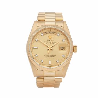 Rolex Day - Date 36 Diamond 18k Yellow Gold Watch 18038a W007639