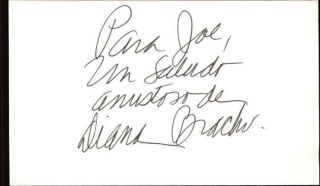 Diana Bracho Y Tu Mama Tambien Signed 3 " X5 " Index Card