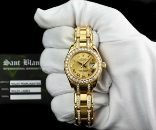 ROLEX 18kt Gold Pearlmaster Champagne Roman Diamond Bracelet 80298 SANT BLANC 2