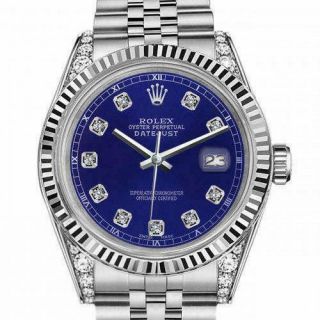 Ladies 26mm Rolex Datejust Stainless Steel Blue Color Dial Classic,  Lugs Wrist