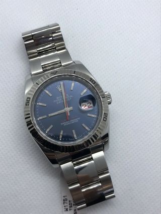 Rolex 116264 Turn - O - Graph Thunderbird Blue Dial Oyster Stainless Steel 18k Wg