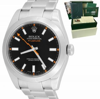 Rolex Milgauss 116400 Black Anti - Magnetic Stainless Steel Oyster 40mm Watch