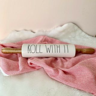Rae Dunn By Magenta " Roll With It " Rolling Pin Baking Ll 2021 Vhtf