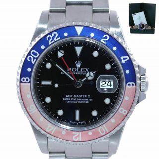 2002 Papers Rolex Gmt - Master 2 Pepsi Blue Red Steel Sel Holes 16710 40mm Watch