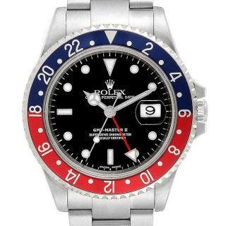 Rolex Gmt Master Ii Blue Red Pepsi Bezel Mens Watch 16710 Box Papers